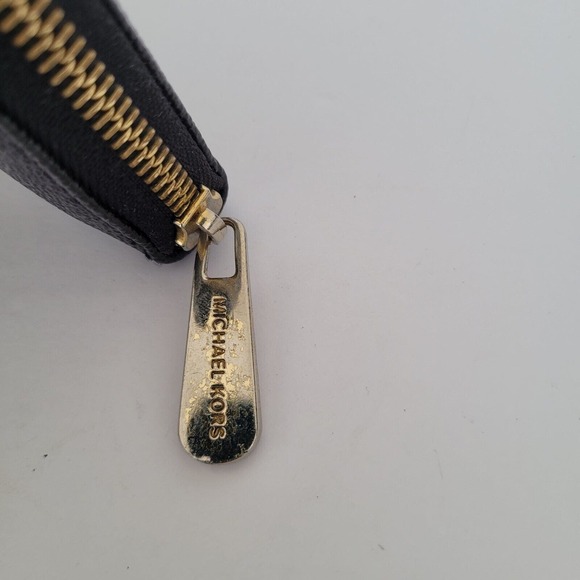 MICHAEL KORS Jet Set Black Saffiano Leather Zip Around Wallet Large Clutch 8x4 - Picture 9 of 10